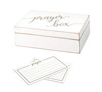 Lillian Rose BX115 White Distressed Box with Prayer Cards, 6.5", Paper Engineered Wood