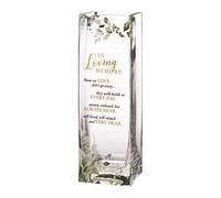 Lillian Rose CA845 Botanical Theme Memorial Flower Vase with Sympathy Verse, Glass, Multicolor,3.15x3.15x9.75