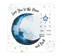 Lillian Rose to The Moon and Back Baby Milestone Blanket, Dark Blue