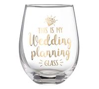 Lillian Rose Wedding Planning Stemless Wine Glass, 1 Count (Pack of 1), Clear