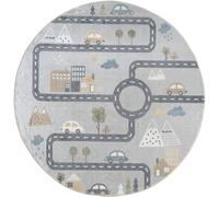 Lillian Round Kids Rug - Machine Washable - LLL2349 - Light Grey - 160cm x 160cm