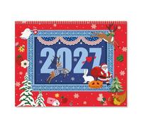 Lillian Vernon 2027 Graphic Small Photo-Insert Wall Calendar, 8-3/4" x 7" Closed, 14" Size Open, Photo Slide-In DIY, Bookstore-Quality, Spiral-Bound Hanging Monthly Calendars for Kitchen & Office