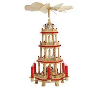 Lillian Vernon German Christmas Pyramid | 17" , Table Top Holiday Décor, 4-Tier Carousel, Candle Holders