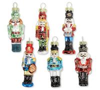 Lillian Vernon Glass Nutcracker Christmas Ornaments - Set of 6, 6 Designs, Holiday Home Décor