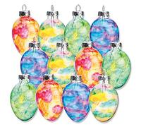 Lillian Vernon Stained Glass Easter Egg Ornaments - Holiday Home Decor, Spring Themed Tree Decorations, 1 Inches x 2 Inches, 4 Colors, Set of 12