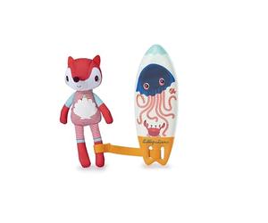 LILLIPUTIENS, Alice Magic Floating Bath Surfer, From 12 Months | Reacts to Warm Water, Includes 1 Fox Character and 1 Surfboard with Magic Print, Quick-Drying