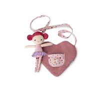 LILLIPUTIENS, Aline, Heart Handbag with Doll, From 12 Months | Doll Fits in the front pocket for imaginative, Creative Play, Polyester and Cotton Bag