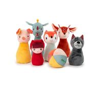 LILLIPUTIENS - Baby Fabric Bowling Set - 6 Funny Pins and a Sound Ball - Kids' Bowling Set - Ideal for Developing Toddlers' Motor Skills - From 18 Months - 83465