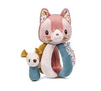 Lilliputiens - Baby Rattle with 5 Handles - Jeanne the Cat - Sensory Development Toy for Ages 6 Months and Up - Stimulates Sight and Touch - Pink & Green - 19 cm - 83617