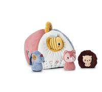 LILLIPUTIENS - Fabric Activity House with 4 accessories for Babies - Educational Toy with 4 Rattles - 4 Sounds - Hide and Seek and Manipulation Game - 23cm high - From 9 months