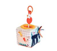 Lilliputiens, Farm Sound Activity Cube with Teether, From 10 Months | Animal Sounds, Colours and Varied Materials for Sensory Discovery, With an Included Teething Ring