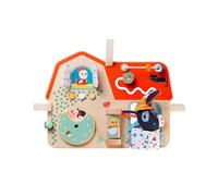 LILLIPUTIENS, Farm Wooden Baby Activity Panel, From 9 Months | 8 Sensory Games with Ribbons and Hook-and-Loop Fasteners, Easy to Attach to a Cot or Playpen, Farm Theme