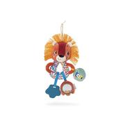 LILLIPUTIENS, Jack Hanging Multi-Activity Rings, From 3 Months | Lion Soft Toy with Textured Teether, Squeaker, Bead Rattle, 2 Handles and a Crinkle Sound in the Head