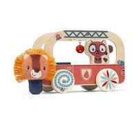 LILLIPUTIENS - Jack Le Lion - Wooden Activity Truck - Fireman - Fabric Character - Multi-Coloured - 21 cm - From 12 Months - 83892