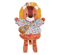 Lilliputiens, Jack the Lion, Hand Puppet, From 2 Years | Musician with guitar and woven parrot tag for storytelling, Recycled Polyester, 36 Cm