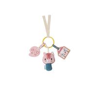 Lilliputiens, Jeanne Baby Activity Keyring Rattle, From 3 Months | Ring with Cat Rattle, Silicone Pop-It Leaf and Wooden House with Mirror, For Sensory Discovery and a Newborn Gift