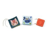 LILLIPUTIENS - Jeanne Le Chat Gift Set - Garden - 3 Learning Books - Silicone - Bath - Fabric - Multicoloured - 10 cm each - From 3 Months - 83654