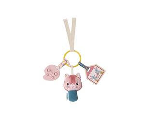 Lilliputiens - Jeanne the Cat Baby Activity Rattle - with Silicone Teething Ring, Mirror and Rattle - Key Ring Shape - 25 x 20 cm - from 3 Months