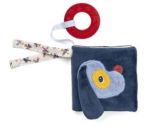 Lilliputiens, Jules Vehicle Picture Book with Teether, From 6 Months | Textured Silicone Teether, Fabric Vehicle Pictures and Hanging Ties in a Compact Sensory Baby Book
