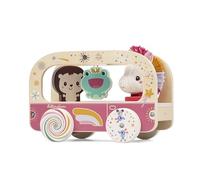 LILLIPUTIENS - Lena the Unicorn - Wooden Activity Bus - Fabric Character - Multi-Coloured - 21 cm - From 12 Months - 83891