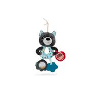 LILLIPUTIENS, Louis Hanging Multi-Activity Rings, From 3 Months | Wolf Soft Toy with Textured Teether, Squeaker, Bead Rattle, 2 Handles and a Crinkle Sound in the Snout
