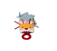 LILLIPUTIENS - Multi-Activity Cube Jack the Lion - Interactive Fabric Toy with Mirror, Teething Ring, and Sounds - Stimulates Motor Skills and Vision - 8cm - For Babies From 3 Months - 83123
