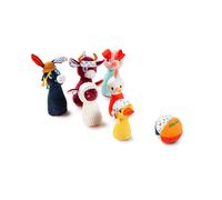 LILLIPUTIENS, My First Bowling Set Farm, Soft Fabric Bowling Pins for Toddlers, Motor Skill and Coordination Development, From 18 Months, Farm Animals, Colorful and Soft, 83159