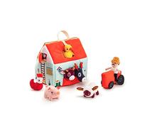 LILLIPUTIENS, My First Farm, Fabric Pretend Play Set, From 18 Months | Portable Play Set with Farmhouse, Tractor, Farmer, 6 Animals and Opening Habitat Wall, Machine Washable