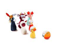 LILLIPUTIENS, My First Farm Skittles Game, From 18 Months | Soft, Colourful Farm-Animal Skittles, Rattle Ball and Storage Bag, For Baby's First Throwing and Aiming Game