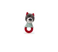 LILLIPUTIENS - Teething Rattle Louis the Wolf - Sensory Toy for Babies with Teething Ring, Paper Sound, and Bell - Soothes Teething Pain - From 3 Months - 83486
