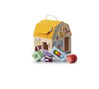 LILLIPUTIENS, Wooden Sound Shape-Sorter House, 5 Activities, From 12 Months | House with Shapes to Insert and Different Sounds, Introduces Shapes, Colours, Sounds and Farm Animals Through Play