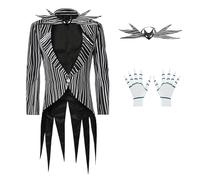 LILLIWEEN Mens Jack Costume Outfit Halloween Christmas Suit Stripe Uniform (Jacket + bow tie, Medium)