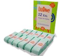 LillOne 12 XXL Extra Long Nappy Bin Refills 10.5 m - Universal Compatibility with Tommee Tippee, Angelcare, Litter Locker and Others - Thicker Film with Odour Control & Antibacterial Protection
