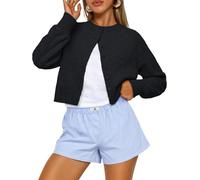 LILLUSORY Lightweight Cardigans for Women UK Long Sleeve Cropped Knit Cardigan Summer Button Down Fashion Y2k Capsule Wardrobe Clothing 2026 Black XS