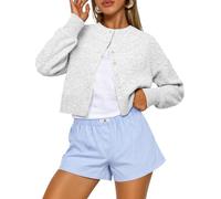 LILLUSORY Lightweight Cardigans for Women UK Long Sleeve Cropped Knit Cardigan Summer Button Down Fashion Y2k Capsule Wardrobe Clothing 2026 Grey M