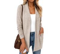 LILLUSORY Long Cardigans for Women UK Lightweight Sweaters Whit Pockets Waterfall Cardigan Autumn Clothes Fall Outfits Capsule Wardrobe Clothing Coffee Grey M