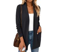 LILLUSORY Long Cardigans for Women UK Lightweight Sweaters Whit Pockets Waterfall Cardigan Autumn Clothes Fall Outfits Capsule Wardrobe Clothing Black S