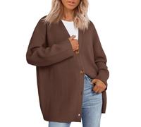 LILLUSORY Women Oversized Cardigan Sweater 2025 Fall Outfits Cloth Fashion V Neck Knit Button Front Casual Trendy Tops, Brown, M