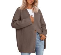 LILLUSORY Women Oversized Cardigan Sweater 2025 Fall Outfits Cloth Fashion V Neck Knit Button Front Casual Trendy Tops, Nutmeg, M