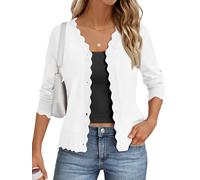 LILLUSORY Womens Cardigan Sweaters Long Sleeve Casual Lightweight Button Down V-Neck Fall Clothes 2026, White, XL