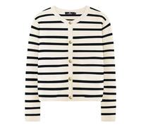 LILLUSORY Women's Crew Neck Gold Buttons Cardigan Sweaters Lady Jacket with Patch Pockets, Apricot Black, XS