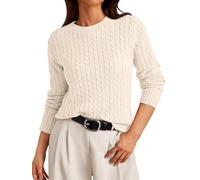 LILLUSORY Womens Lightweight Cable Knit Soft Business Casual Trendy Classic Pullover Sweaters Fall Outfits 2026, Cream, Small