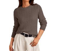 LILLUSORY Womens Lightweight Cable Knit Soft Business Casual Trendy Classic Pullover Sweaters Fall Outfits 2026, Nutmeg, Small