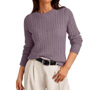 LILLUSORY Womens Lightweight Cable Knit Soft Business Casual Trendy Classic Pullover Sweaters Fall Outfits 2026, Mauve, Small