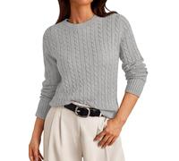 LILLUSORY Womens Lightweight Cable Knit Soft Business Casual Trendy Classic Pullover Sweaters Fall Outfits 2025, Heather Grey, L