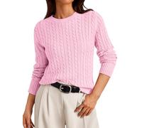 LILLUSORY Womens Lightweight Cable Knit Soft Pullover Sweater Tops, Pink, L