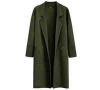 LILLUSORY Women's Long Dressy Cardigan Sweaters Early Fall Oversized Cozy Jacket Outfits 2025 Date Night Trench Coats, Green, L
