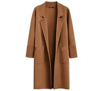 LILLUSORY Women's Long Dressy Cardigan Sweaters Early Fall Oversized Cozy Jacket Outfits 2025 Date Night Trench Coats, Caramel, XS