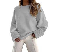 LILLUSORY Women's Oversized Sweaters 2024 Fall Fuzzy Chunky Warm Pullover Sweater, Light Grey, M