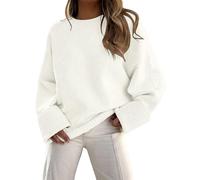 LILLUSORY Women's Oversized Sweaters 2024 Fall Fuzzy Chunky Warm Pullover Sweater, White, XL